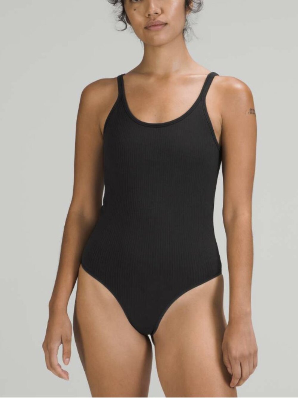 Lululemon Ebb to Street Bodysuit *Light Support, B/C Cups Black Ribbed Size 8
